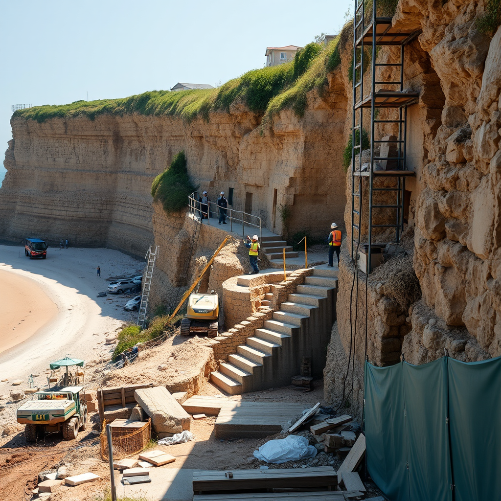 Work to replace steps at popular beauty spot hit by cliff collapse 'progressing well'
